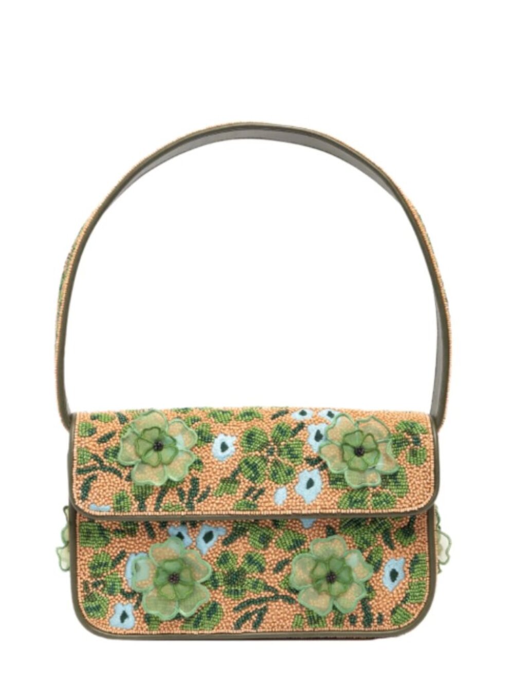 LIKE NEW STAUD Tommy Beaded Bag, Moss Floral